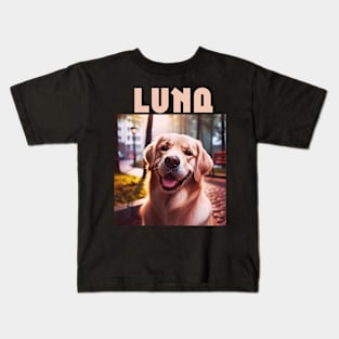 LUNA, bootleg,  golden retriever puppy design for dog lovers Kids T-Shirt